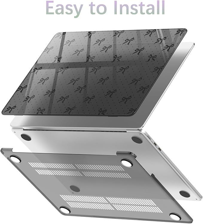 Compatible with MacBook Air 13 inch Case M1 A2337 A2179 A1932 2022 2021 2020 2019 Release, Cute Polka Dot Black Bow Protective Hard Shell Clear Black Cover for MacBook Air 13.3 inch