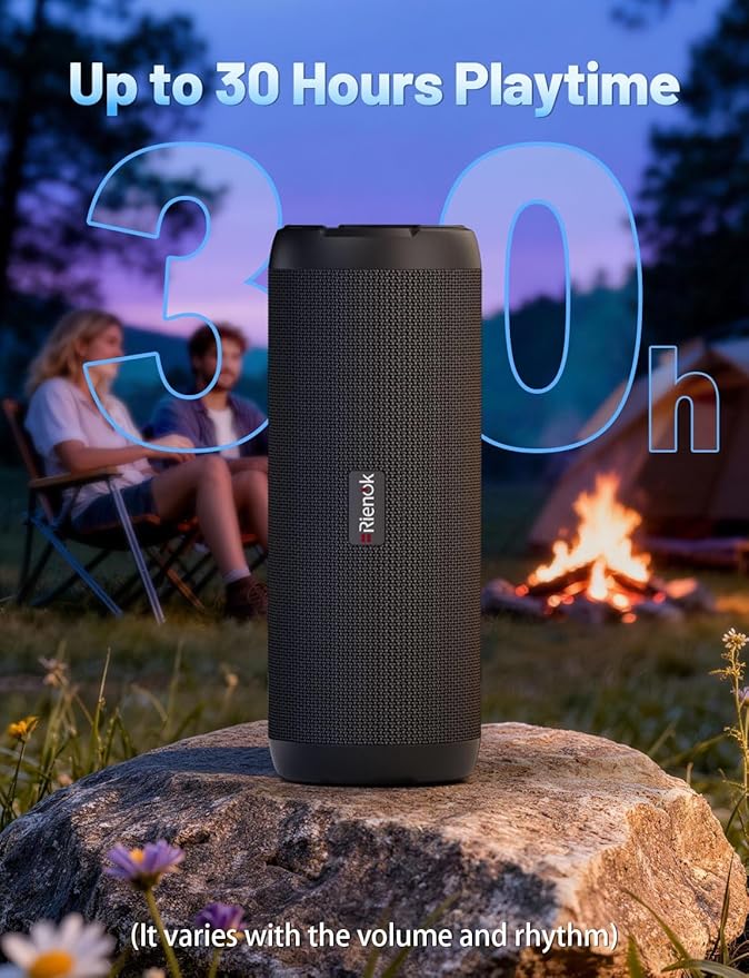 RIENOK Portable Bluetooth Speaker 30W Dual Pairing True Wireless Stereo HD Sound IPX7 Waterproof Outdoor Sport Shower Wireless Speaker Bluetooth 5.3 for Home Party