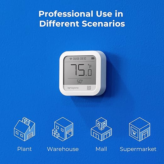 Qingping Wi-Fi Indoor Thermometer Hygrometer, Remote Monitoring via Qingping IoT, Temperature and Humidity Monitor for Different Scenarios, Fast Alert Notification, Rechargeable Battrey