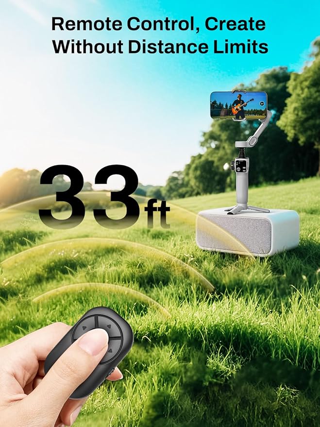 AOCHUAN Smartphone Gimbal Stabilizer for iPhone & Android, 3-Axis Phone Gimbal with Bluetooth Remote Control, Built-in 7.8” Extendable Rod, Face Tracking, Video Stabilizer – Smart V8 Kit White