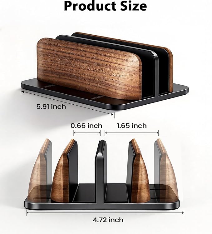 LOXP Vertical Laptop Stand, [Dual Slot Wooden + Aluminum Laptop Holder], Desktop Adjustable MacBook Stand, Adjustable Base, for MacBook Pro/Air, (up to 17.3-inch All laptops)