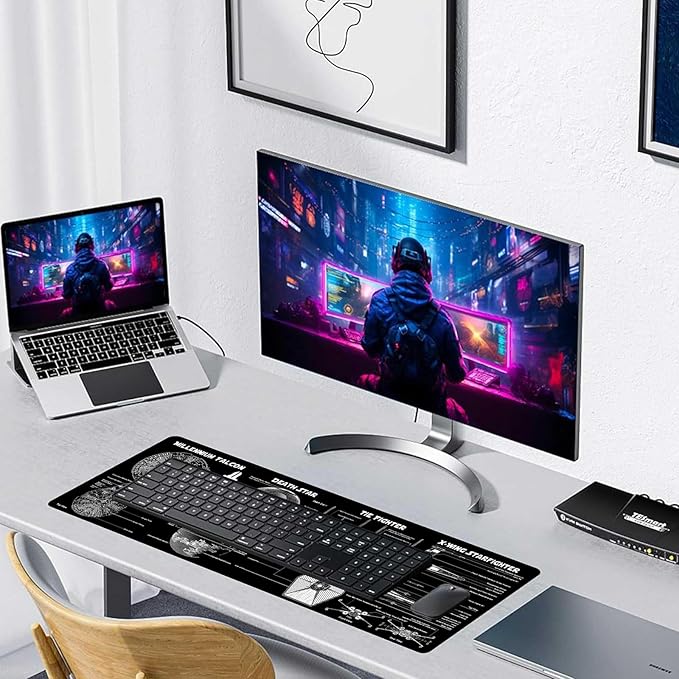 Large Gaming Mouse Pad with Superior Micro Cloth, Extended Desk Pad, Mousepad with Stitched Edges, Non-Slip Base, Desk Accessories Supplies, Keyboard Pad for Gamer,Office & Home,31.5 x 11.8 in, Black