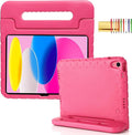 Kids Case for iPad 10th Generation (2022), iPad 11" A16 2025 Case with Pencil Holder, Techcircle Handle Stand Lightweight EVA Foam Bumper Protective Rugged Drop Protection Child Proof Cover, Rose