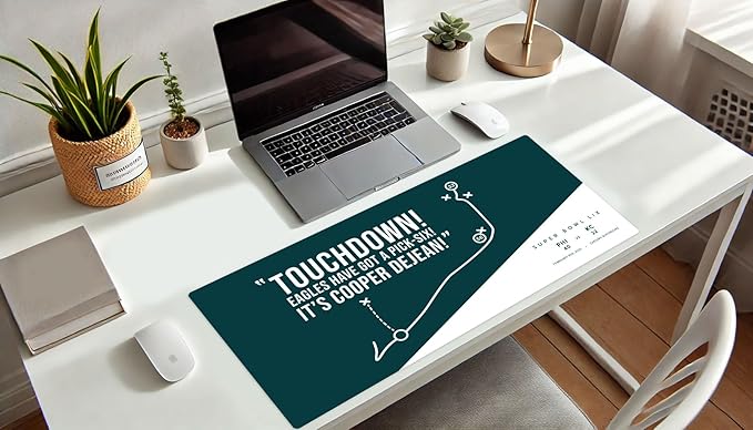 French KOKO Large Philadelphia Desk Mat for Desktop – XL Desk Pad Mat with Smooth Surface, Green Football Theme Office Decor, Man Cave Accessory, Men Gifts & Game Day Gift