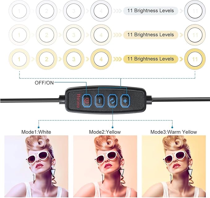 2 in 1 LED 6" Ring Light with Tripod Stand & Clamp for YouTube Video and Makeup, Mini LED Camera Light with Cell Phone Holder Desktop Lamp with 3 Light Modes & 11 Brightness Level