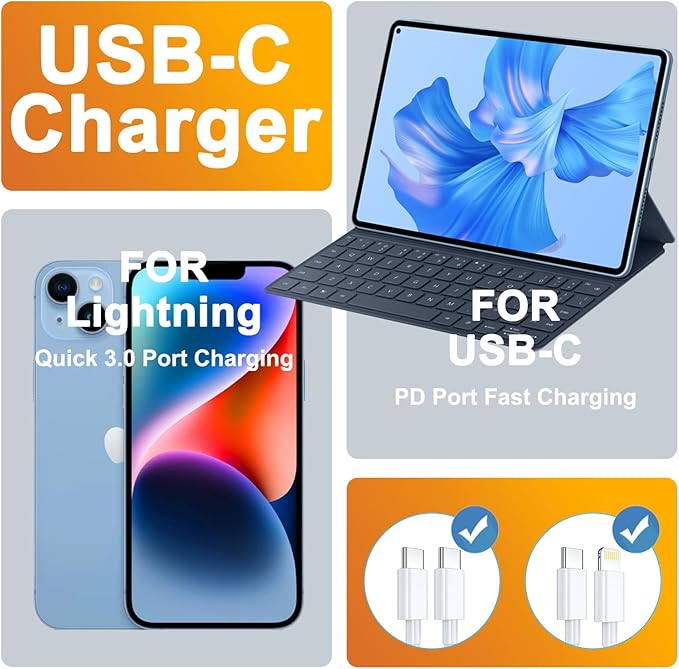 2Pack USB C Charger Block 20W, iGENJUN USB-C Power Adapter - Phone Charger with Fast Charging Capability, Type C Wall Charger for Phone 17/17 Air/17 Pro Max/16 Series, Galaxy, Pixel, Pad