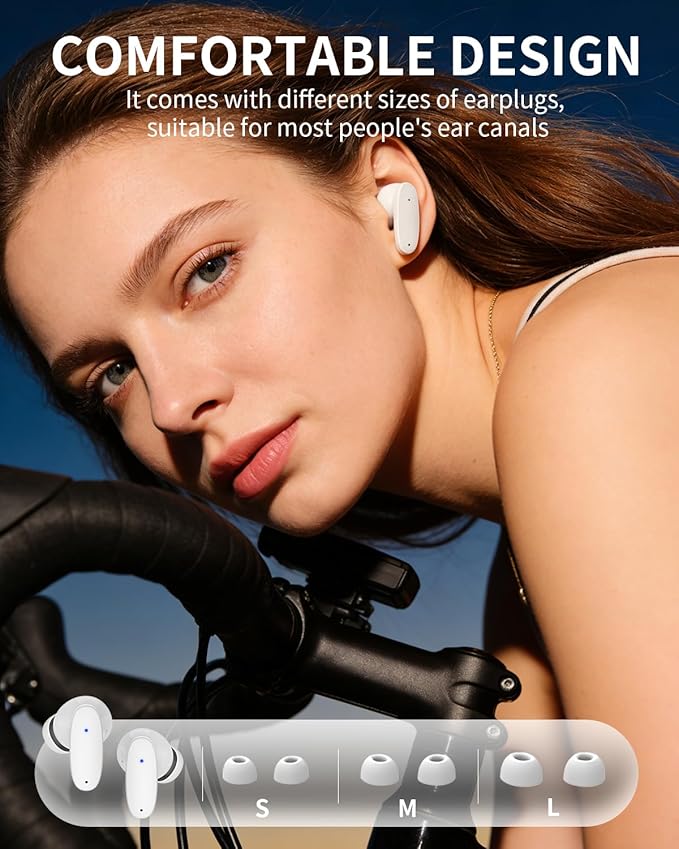 True Wireless Earbuds, Bluetooth 5.4 Headphones with Dual ENC ANC Noise Canceling, 13mm Drivers for Deep Bass Stereo, IPX7 Waterproof, 18H Playtime, USB-C Charging Case for iPhone Android