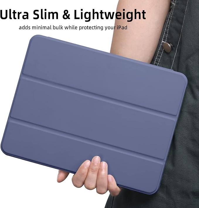 Wenlaty Compatible with iPad Pro 11 Inch Case 4th/3rd/2nd Generation with Pencil Holder, for iPad 11 Pro Case 2022/2021/2020, Trifold Slim Protective Cover with Soft TPU, Auto Wake/Sleep, Blue Gray