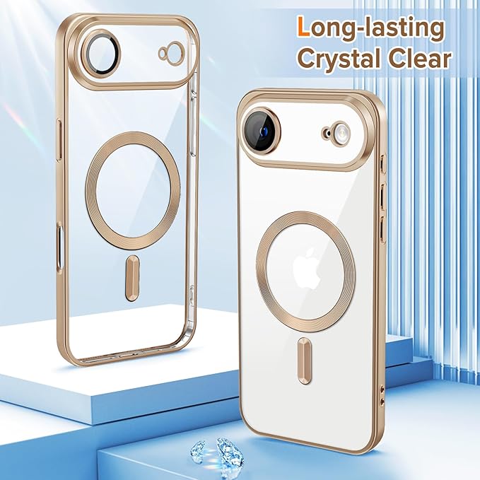 Hython Magnetic Clear for iPhone Air Case with Camera Lens Protector [Compatible with MagSafe] Luxury Plating Edge Slim Soft TPU Cover Protective Phone Case for iPhone Air 6.5", Matte Desert Brown