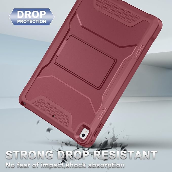 Soke Case for iPad 6th/5th Generation 9.7 Inch 2018/2017,with Built-in Screen Protector and Kickstand, Rugged Full-Body Heavy Duty Protective Cover for Apple iPad Air 2 /Pro 9.7 - Dark Red