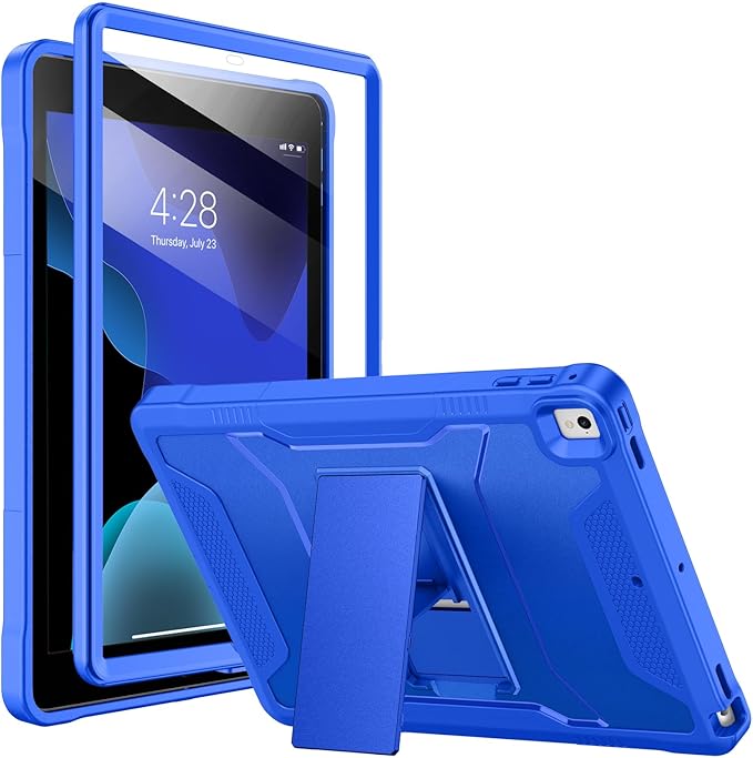 Soke Case for iPad 6th/5th Generation 9.7 Inch 2018/2017,with Built-in Screen Protector and Kickstand, Rugged Full-Body Heavy Duty Protective Cover for Apple iPad Air 2 /Pro 9.7 - Abyss Blue