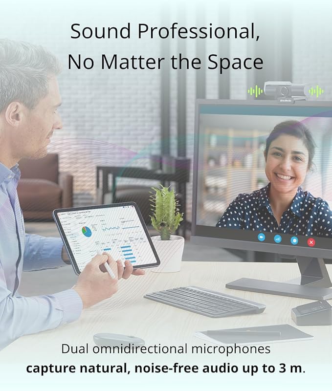 AVerMedia PW515 4K Ultra HD Business Webcam with Microphone for PC/Desktop/Laptop/Mac, with AI Auto Framing for Streaming, Meeting, Video Calls, Sony Sensor, Works with Teams, Zoom, Google Meet, OBS