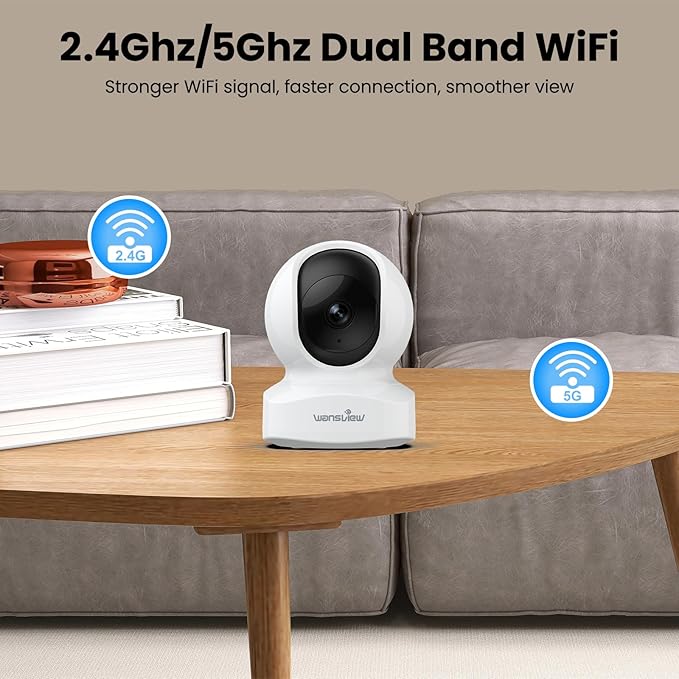 wansview 5MP UHD Pet Camera with Phone app, 5Ghz&2.4Ghz Dual Wi-Fi Security Camera Indoor for Monitoring Home/Baby/Cat/Dog, 2 Way Audio, 24/7 TF Card Storage(TF Card Not Included), Q5 (White)