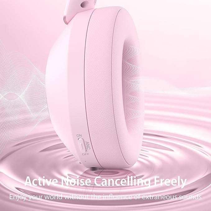Active Noise Cancelling Headphones, 100H Playtime Headphone Wireless Bluetooth, Bluetooth Headphone with Microphone, Over Ear Wireless Headphones with Deep Bass,Fast Charging for Travel