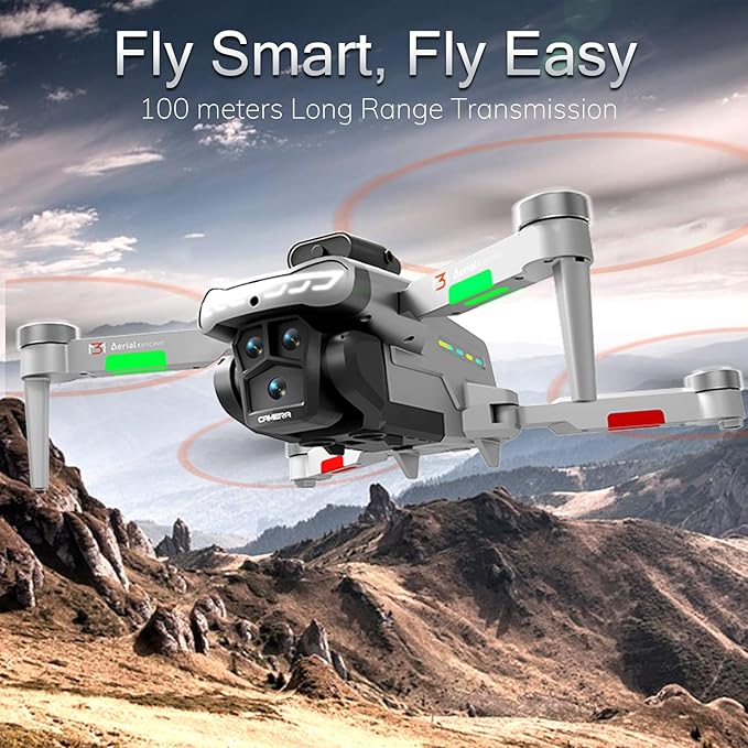 Drone with Camera for Adults 4K, RC Drones with LCD Screen Controller, LED Lights, Brushless Motors Quadcopter for Beginners, Stable Hover, Waypoint Fly, One-Key Takeoff/Landing
