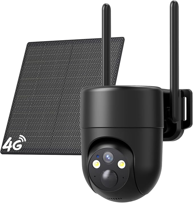 ELYSOO 4G LTE Cellular Security Cameras Outdoor, 2K 360° View No WiFi Needed Solar Powered Security Camera, Color Night Vision, Built-in SIM Card, Unlimited Data Plan