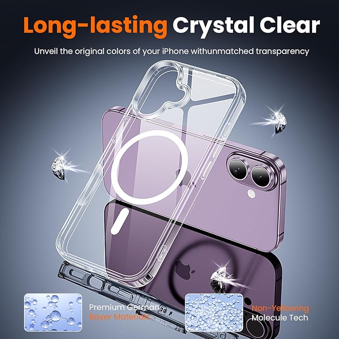 toushion 3 in 1 for iPhone 17 Case Clear,Fits MagSafe, Not Yellowing, Screen Protector*1 Camera Lens Protector*1, Military-Grade Protection for Phone Cover 6.3 inch