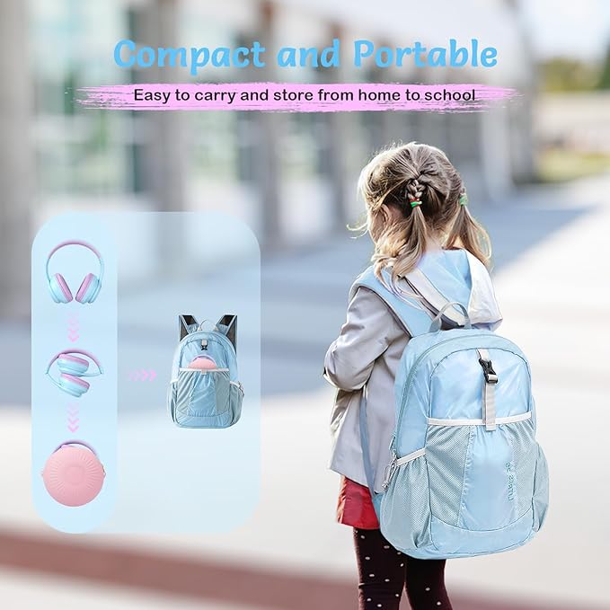 TONOSHARK Kids Bluetooth Headphones with Active Noise Cancelling, Wireless Over-Ear Headphones for Boys Girls, Foldable, Adjustable, 40H Playtime, Mic for School Travel (Purple Blue)
