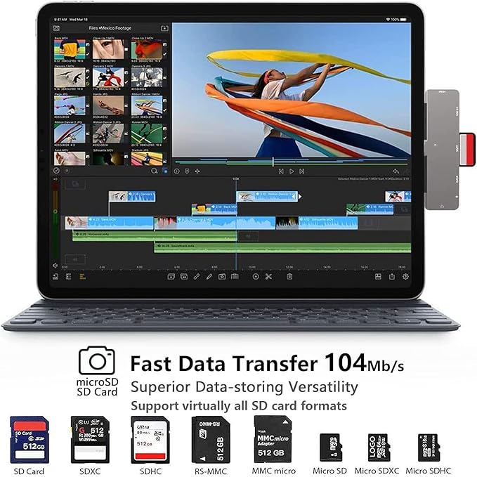iPad Pro USB C Hub, 7-in-1 Adapter for iPad Pro M4 M2 M1 13 12.9 11 inch iPad Air 5 4 Docking Station with 4K HDMI, USB-C PD, SD/TF Card Reader, USB 3.0, 3.5mm Headphone Jack, iPad mini 6 Accessories