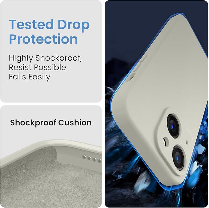 FireNova Designed for iPhone 15 Case, Silicone Upgraded [Camera Protection] Phone Case, Soft Anti-Scratch Microfiber Lining Inside, 6.1 inch, Stone