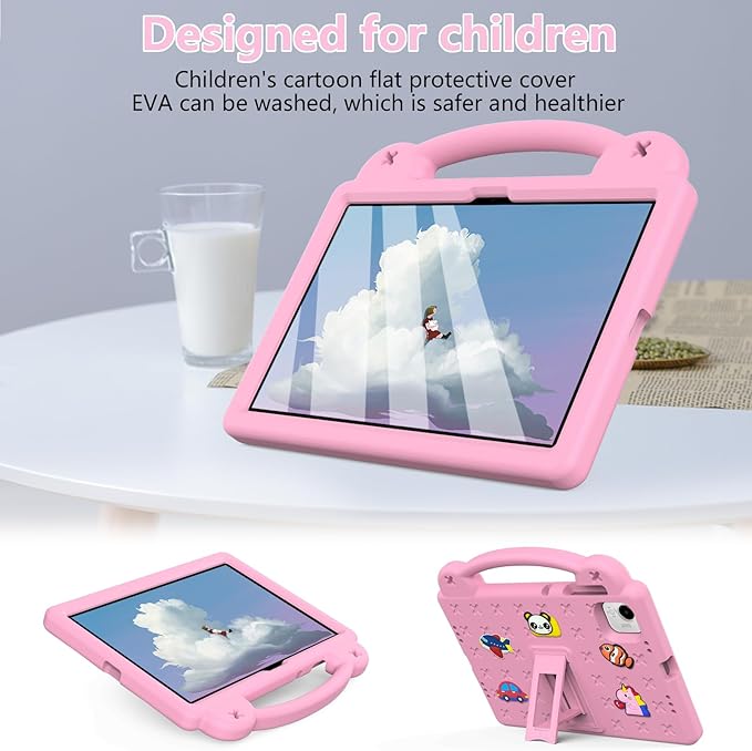 AKABEILA Compatible with Honor Pad X9a 2025 11.5 inch Tablet Case, Kids Friendly Universal Lightweight Shockproof Protective Case with Shoulder Strap & Stand Handle Pink