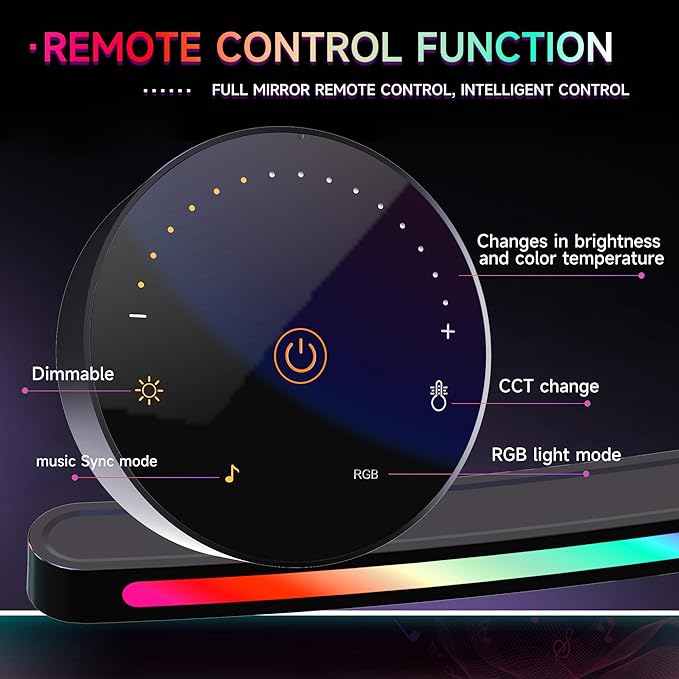 ONWAY Curved Monitor Light Bar with RGB Backlight, Wireless Remote Touch Control, No Glare Lamp with Camera Base for Gaming/Office Computer Setup