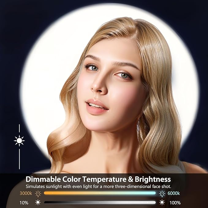6" Ring Light with Tripod Stand for YouTube & Makeup, Mini LED Camera Light with Phone Holder, 3 Light Modes & 11 Brightness Levels (14 inch with Tripod Stand)