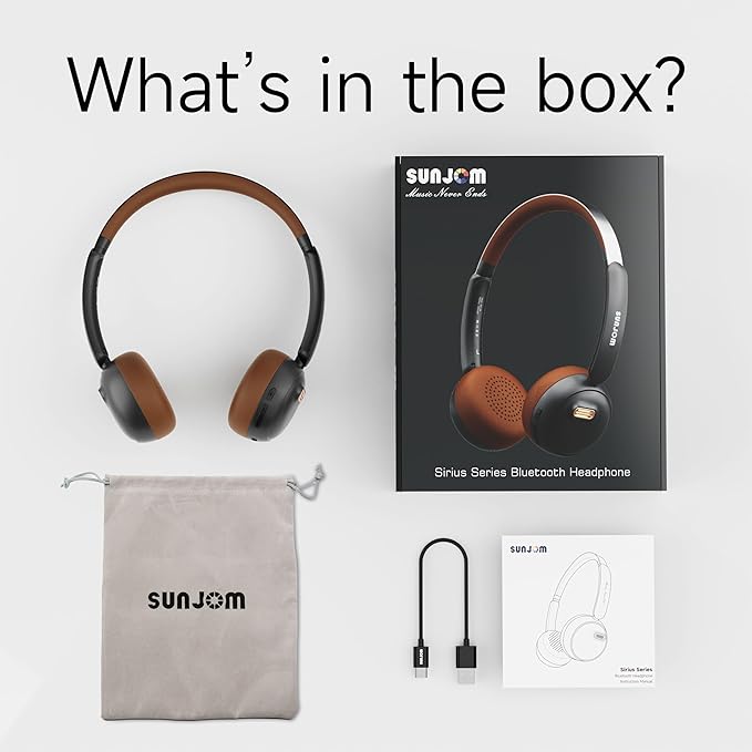 Sirius 120H ANC Over-Ear Headphones-Wireless Bluetooth Noise Cancelling Headphones with Mic,Transparency Mode,Lightweight for Travel, Gym, Work (Black)