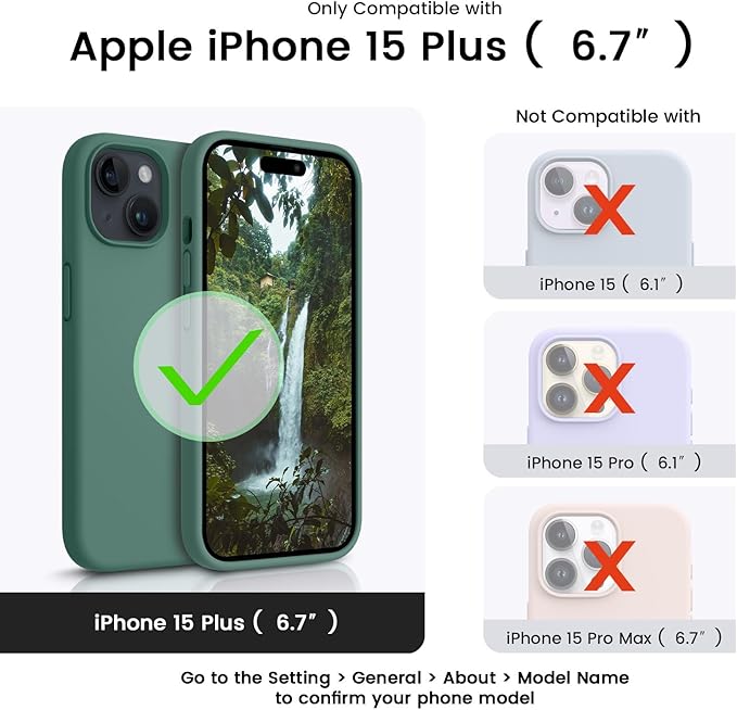 OTOFLY Compatible with iPhone 15 Plus Case, Silicone Shockproof Slim Thin Phone Case for iPhone 15 Plus (6.7 inch), (Pine Green)
