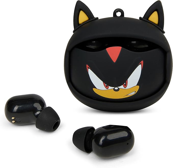 Sonic The Hedgehog Wireless Earbuds, True Wireless Bluetooth Earbuds, in-Ear Headphones with Active Noise Cancelling and Charging Case (Shadow The Hedgehog)