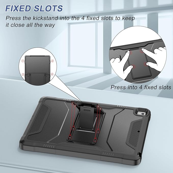Soke Case for iPad 6th/5th Generation 9.7 Inch 2018/2017,with Built-in Screen Protector and Kickstand, Rugged Full-Body Heavy Duty Protective Cover for Apple iPad Air 2 /Pro 9.7 - Black