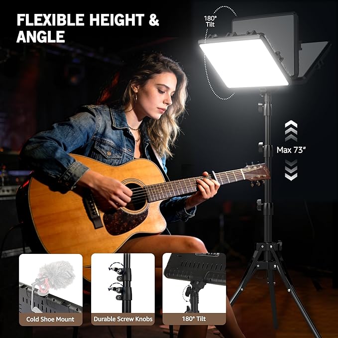 NiceVeedi 2-Pack 25W Photography Lighting, 2900-7000K Dimmable Ring Light with Tripod Stand, 73” Studio Video Light for Video Recording/Photography/Live Streaming/YouTube/TikTok/Makeup/Video Calls