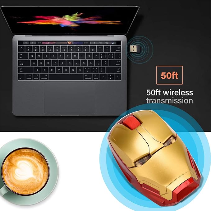 Cool Wireless Mouse, 2.4 G Portable Ergonomic Optical Wireless Mouse with USB Receiver | for Notebook PC Laptop Computer MacBook | with 8G USB Flash Drive | 3 Adjustment Levels