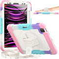 Timecity Case for iPad Pro 11 inch 4th/ 3rd/ 2nd/ 1st Generation, Full-Body Protective Case with Screen Protector, Rotating Stand/Handle, Pencil Holder for iPad 11 Inch 2022/2021/2020/2018-Pink Camo