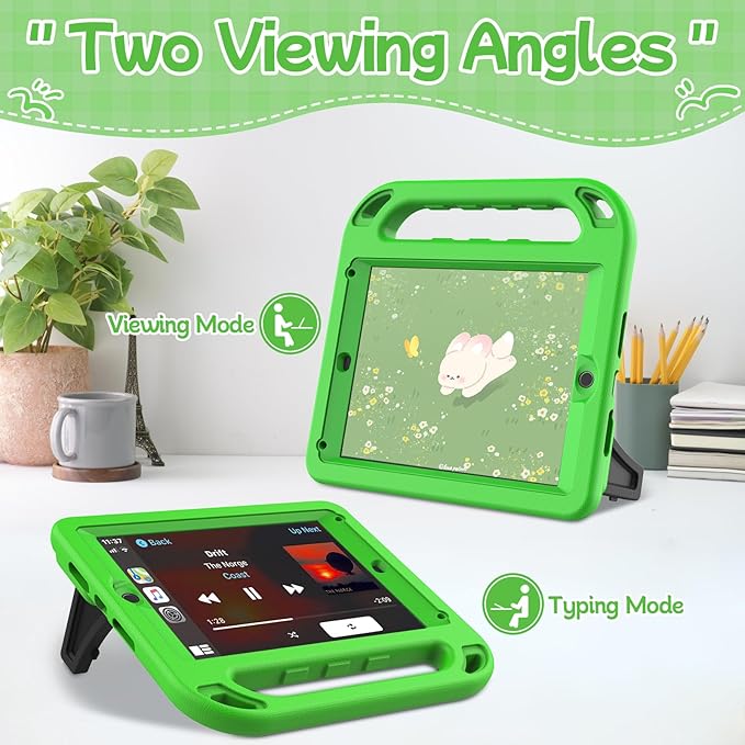 BMOUO Kids Case for iPad 6th/5th Generation (iPad 9.7-inch, 2017/2018), iPad 9.7/Air 2 Casee with Screen Protector, Shockproof Handle Stand iPad 6th 5th Generation Case for Kids, Green