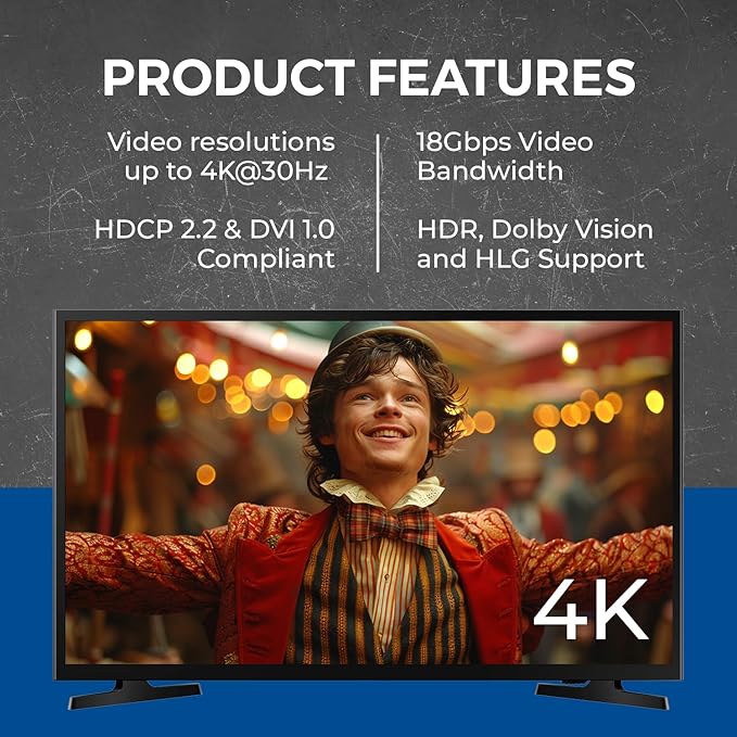 OREI HDMI Splitter 1 in 2 Out - For TV Mirror Only - Not for Multi Monitors, No HDCP bypass, USB Powered, No Adapter Included,1080P@60Hz & 4K@30Hz Resolutions – HDMI Splitter (HD-102)