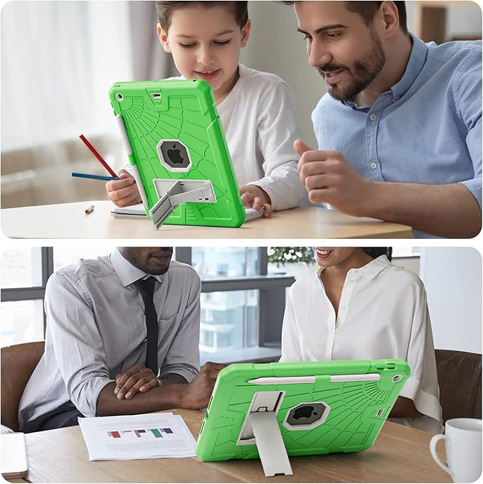 SIBEITU iPad 9.7 Case with Pencil Holder 2018/2017 | iPad 6th Generation Cases with Stand | iPad 5th Generation Case for Kids | Slim Shockproof Protective Case for iPad 9.7 inch 5th/6th Gen Green