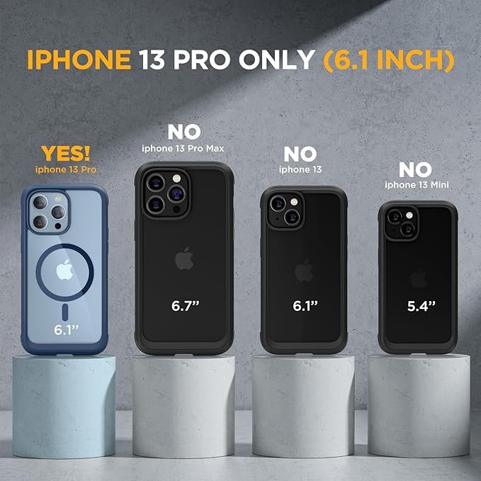 Miracase for iPhone 13 Pro Case 6.1",Full-Body Protection,Clear Bumper Case with Built-in 9H Tempered Glass Screen Protector,Military-Grade Drop Protection Outdoor Phone Case for 13 Pro,Dark Blue