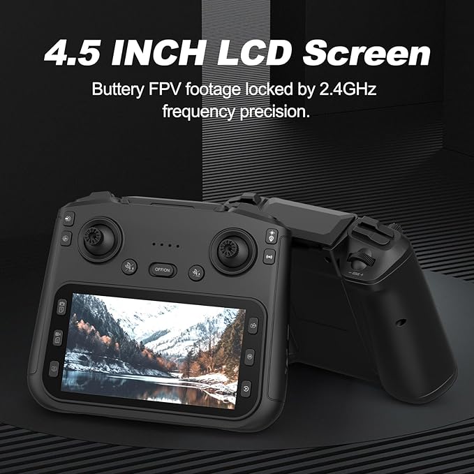 GPS Drone with 4K Camera for Adults, 4.5" Remote Control Screen, Auto Return, Auto Obstacle Avoidance, 22 Min Flight, Foldable FPV RC Quadcopter with Follow Me, Waypoint Fly, Gift for Beginners