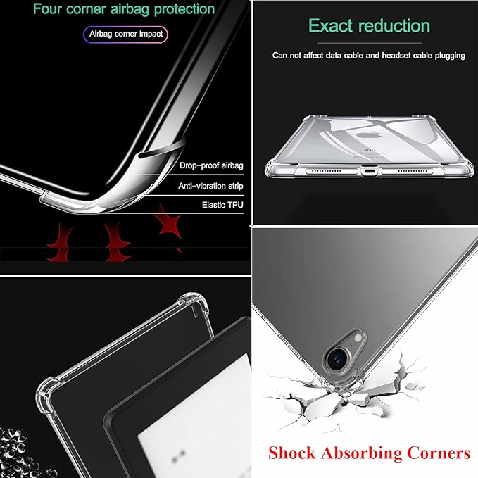Clear Back Case for iPad 10.2 inch (2021/2020/2019), iPad 9th/8th/7th Generation Cover, Durable Transparent Soft Shockproof TPU Slim Lightweight [Corners Protection] Anti-Slip Case, Clear
