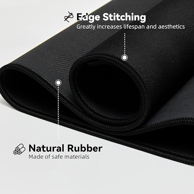 Reniteco Large Gaming Mouse Pad with Durable Stitched Edges, Non-Slip Rubber Base, Big Computer Keyboard Mouse Mat Desk Pad for Home Office Gaming Work, 11.81"x27.56"x0.08", Black