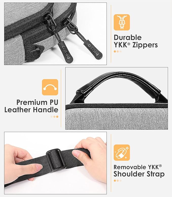 MoKo 9-11 Inch Tablet Sleeve Bag 360° Protetive Carrying Case Compatible with iPad 10th 10.9, iPad Air 5/4th 10.9, iPad 9/8th 10.2, iPad Pro 11, Tab S8/S9 11, with Handle and Shoulder Strap, Gray