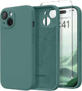 Magnetic for iPhone 14 Case, Compatible with MagSafe, [Full Camera Protection][Screen Protector] Silicone Shockproof Protective Phone Case for iPhone 14 6.1 inch, Midnight Green