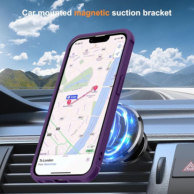 SKYLMW Compatible with iPhone 16e Case & iPhone 17e Case 6.1" with Invisible Magnetic O-Ring Stand Military-Grade Translucent Phone Cases [Compatible with Mag-Safe][Great Grip Feeling], Purple