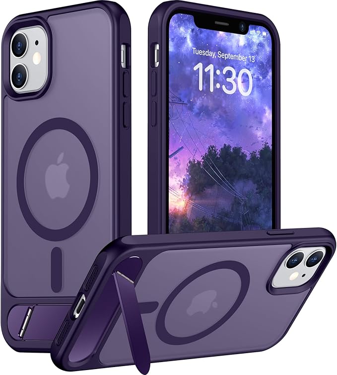 Magnetic Compatible with iPhone 11 Phone Case, [Built-in Invisible Kickstand][Compatible with MagSafe] [Military Grade Shockproof] Slim Translucent Matte Phone Case for iPhone 11 6.1"