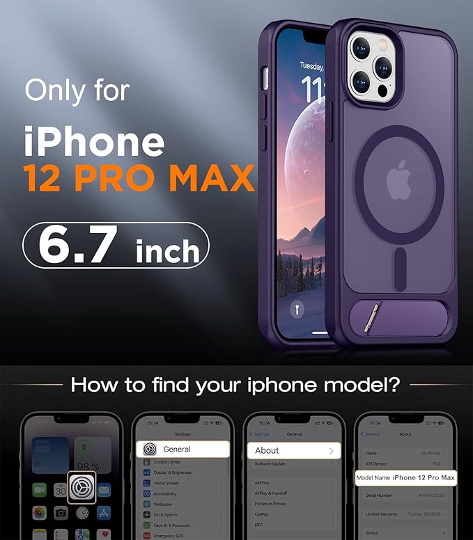 Magnetic Compatible with iPhone 12 Pro Max Case, [Built-in Invisible Kickstand][Compatible with MagSafe][Military Grade Shockproof] Slim Translucent Matte Phone Case for iPhone 12 Pro Max 6.7"