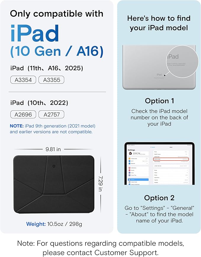 MOFT Dynamic Folio Case for iPad A16 11th Generation 2025 & iPad 10th Generation A14 2022, Slim Magnetic Stand Case with 20+ Viewing Angles, Auto Wake/Sleep, Ultra Thin, Jet Black