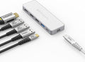 USB-C 5-in-1 Hub Pro Series: 4K 60Hz HDMI, 100W PD Charging, USB 3.0 Data, 20" Detachable Cable. Multiport Adapter for MacBook Pro/Air, iPad, Windows, Thunderbolt 3/4 (Silver White)