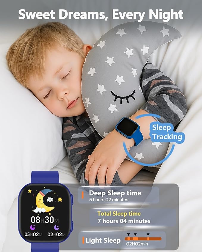MorePro Smart Watch for Kids No App No Phone Required, Fitness Tracker Watch for Kids with Heart Rate, Blood Oxygen, Sleep Monitor, Pedometer, Puzzle Games, Music, Audio Stories for Boys Girls 4-12