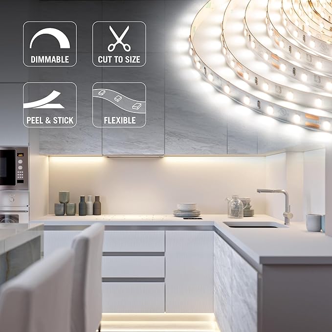 Armacost Lighting RibbonFlex Pro 24V White LED Strip Lights 60 LED/m, 2700K, 65.6 ft 135260